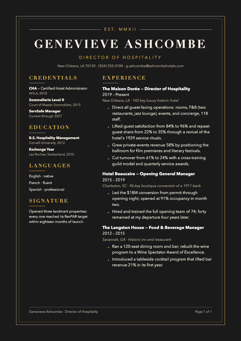 Art deco resume